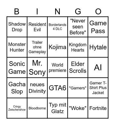 Game Awards 2026 Bingo Card