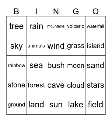 NATURAL OBJECTS Bingo Card