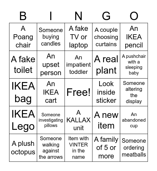 IKEA Bingo Card
