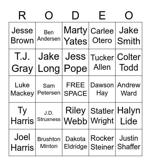 NFR 2025 - Round 10 Winners Bingo Card