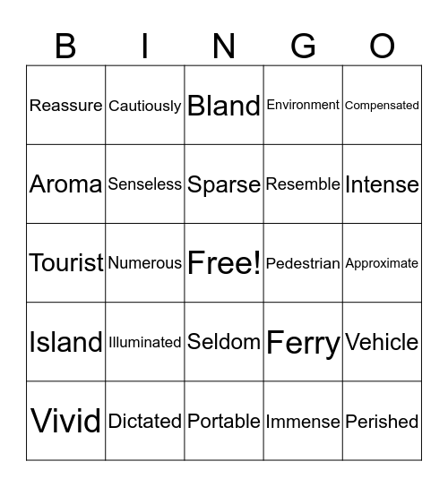 PM Group Bingo Words Bingo Card
