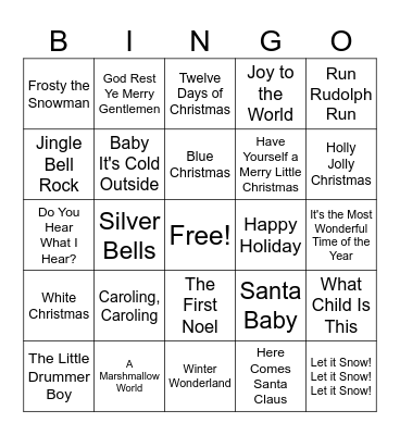Classic Christmas Bingo Card