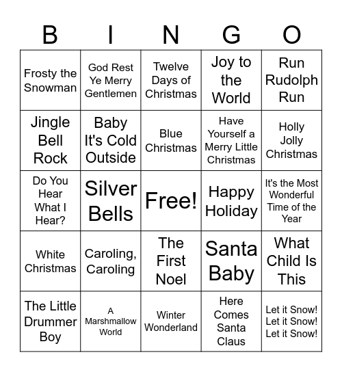 Classic Christmas Bingo Card