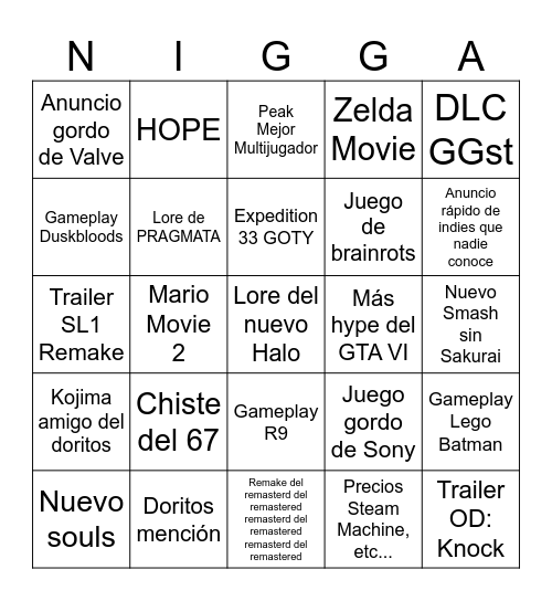 GOTY Predicts 2025 Bingo Card