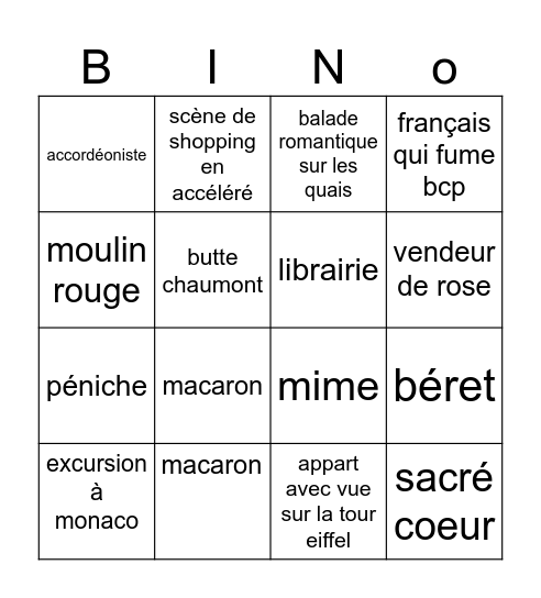 macaron Bingo Card