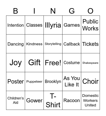 Public Works Bingo Card