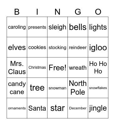 Christmas Bingo Card