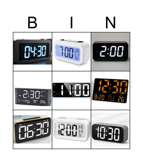 What's time is it? Bingo Card