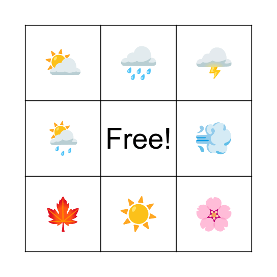 La estaciones y el tiempo Bingo Card