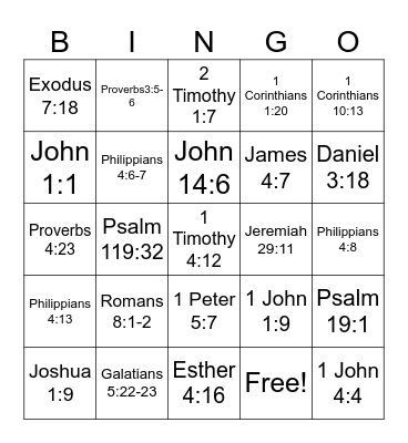 Bible Verse Bingo Card