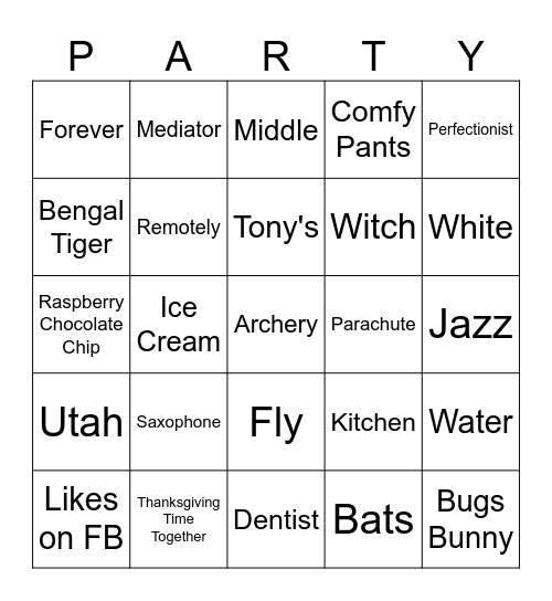 All About Pam Bingo Card