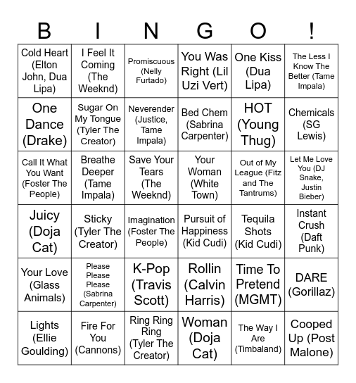 Good Vibes Only Bingo Card