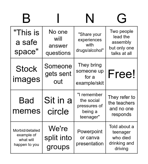 Red frogs program Bingo Card