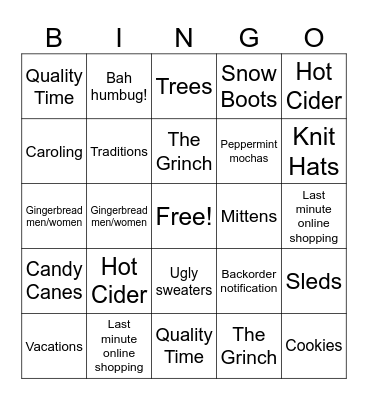 Holiday Bingo 2026 Bingo Card