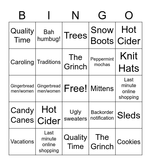 Holiday Bingo 2026 Bingo Card