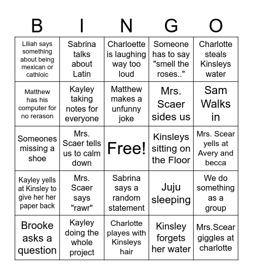 The Best World History Class Bingo Card