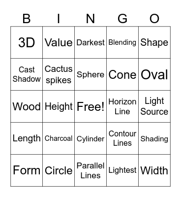 Charcoal Cactus Bingo Card
