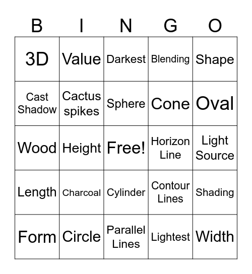 Charcoal Cactus Bingo Card