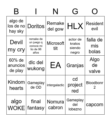 mierdon de GOTY Bingo Card