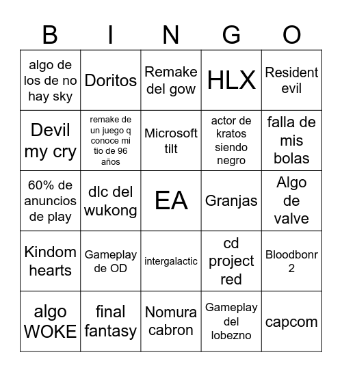 mierdon de GOTY Bingo Card