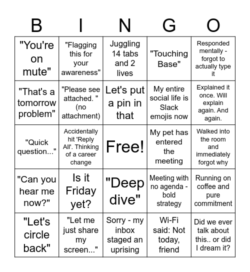 Year-End Office Bingo Card