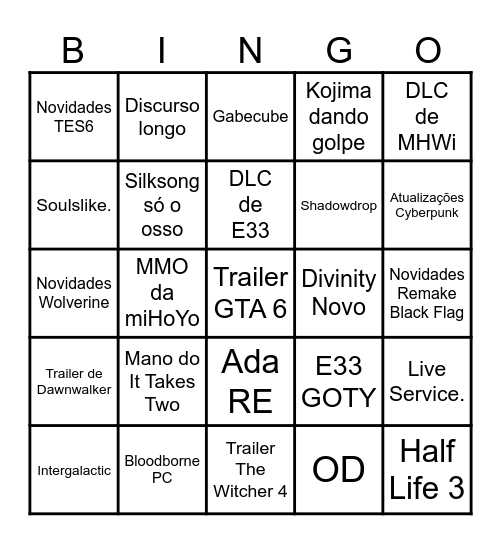 TGA 2025 Bingo Card