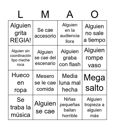 Baile bingo Card
