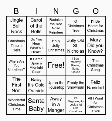 Christmas Music Bingo Card