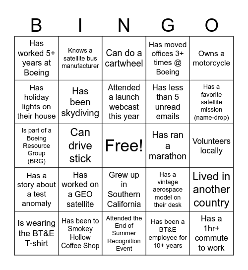 2025 BT&E ELS Year End Bingo Card