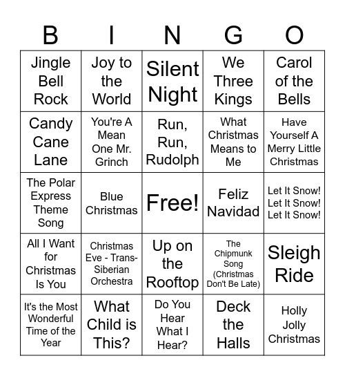 Christmas Bingo Card