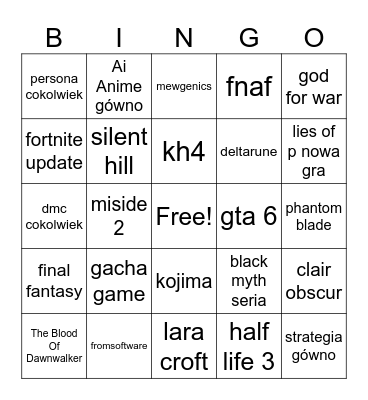0 będzie xdd Bingo Card