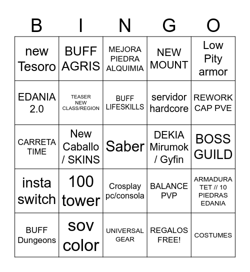 Calpheon BALL Bingo Card