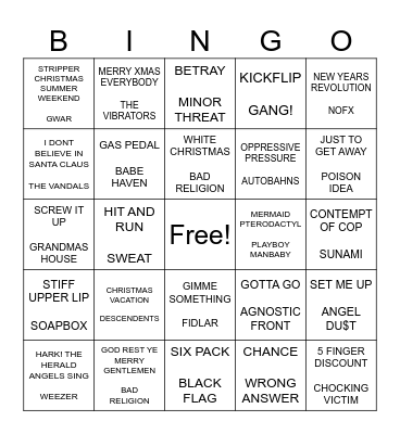 SF PUNK BINGO ROUND 2 Bingo Card
