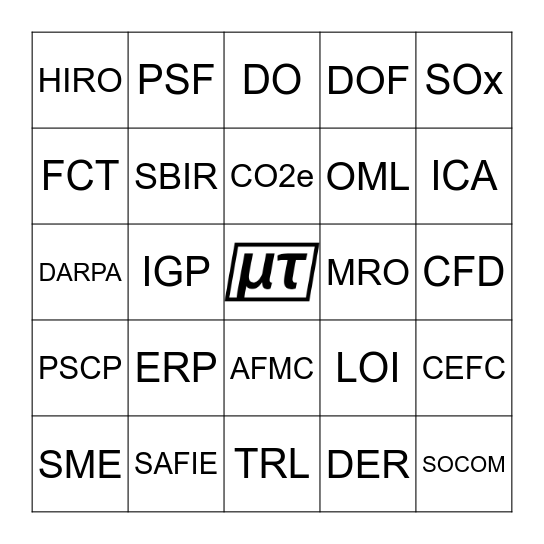 MICROTAU ACRONYM BINGO 2025 Bingo Card