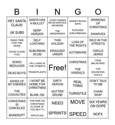 SF PUNK BINGO ROUND 3 Bingo Card