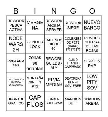CALPHEON COPIUM Bingo Card