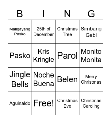 Christmas Bingo Card