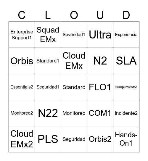 Squad EMx Escala 24x7 Bingo Card