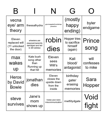Stranger Things 5 Vol2-3 Bingo Card Bingo Card