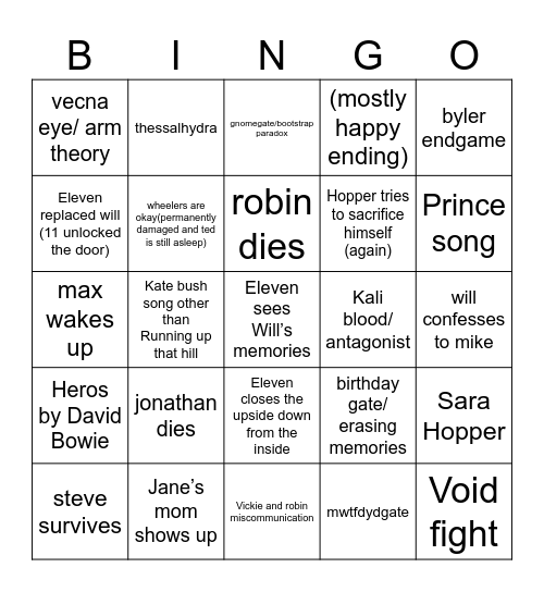 Stranger Things 5 Vol2-3 Bingo Card Bingo Card