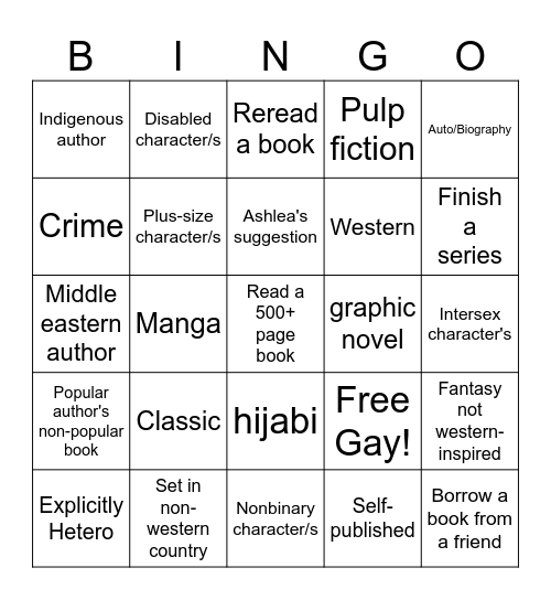 2026 Books Bingo Card