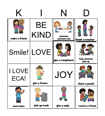 Kindness Bingo Card