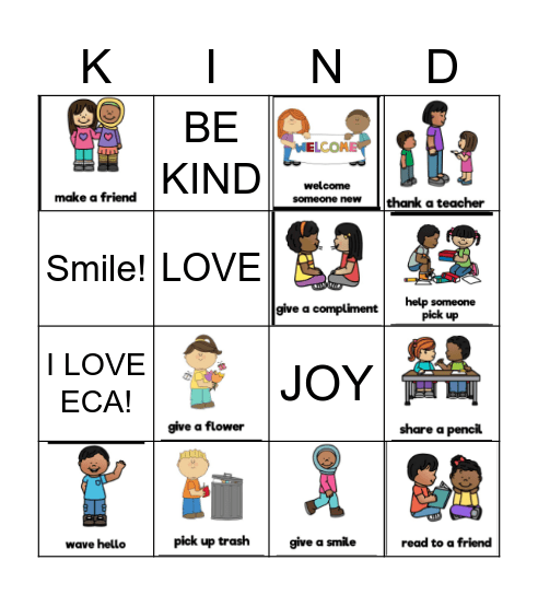 Kindness Bingo Card
