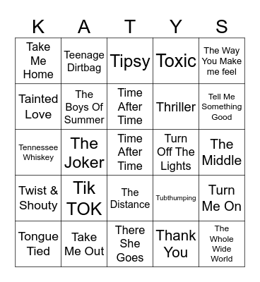 T T T Bingo Card