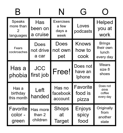 TEAM BUILDING Bingo Card