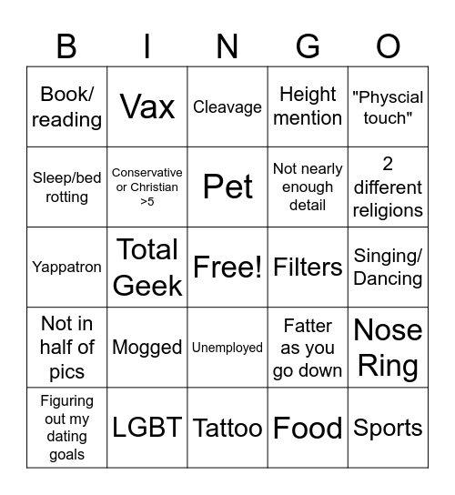 Women Bingo Card