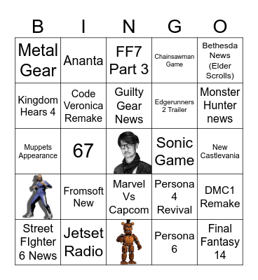 Game Awards 2025 Bingo Card