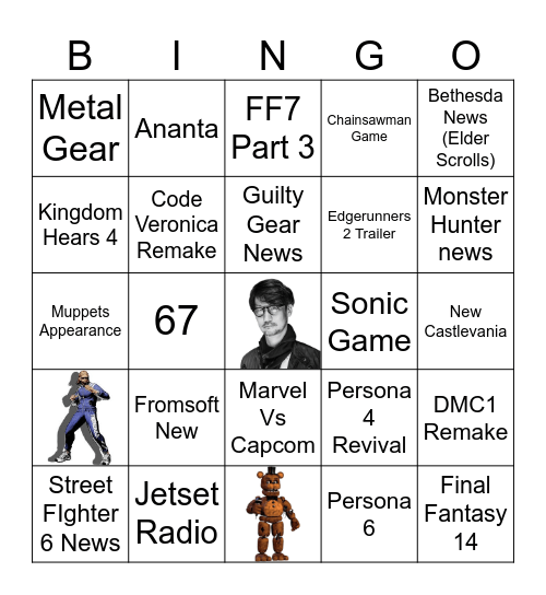 Game Awards 2025 Bingo Card