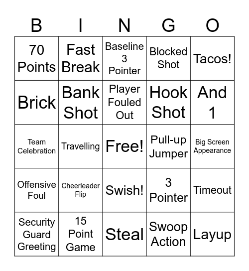Women's College Basketball Bingo Card