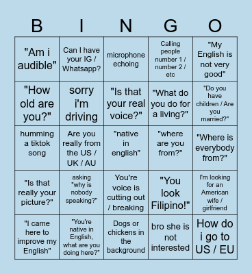Hilokal Bingo Card